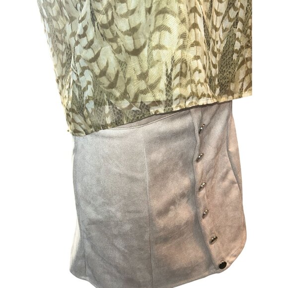 Cupshe Womens Faux Suede Button Front Skirt NWT Medium Old Money Villagecore - Picture 2 of 7